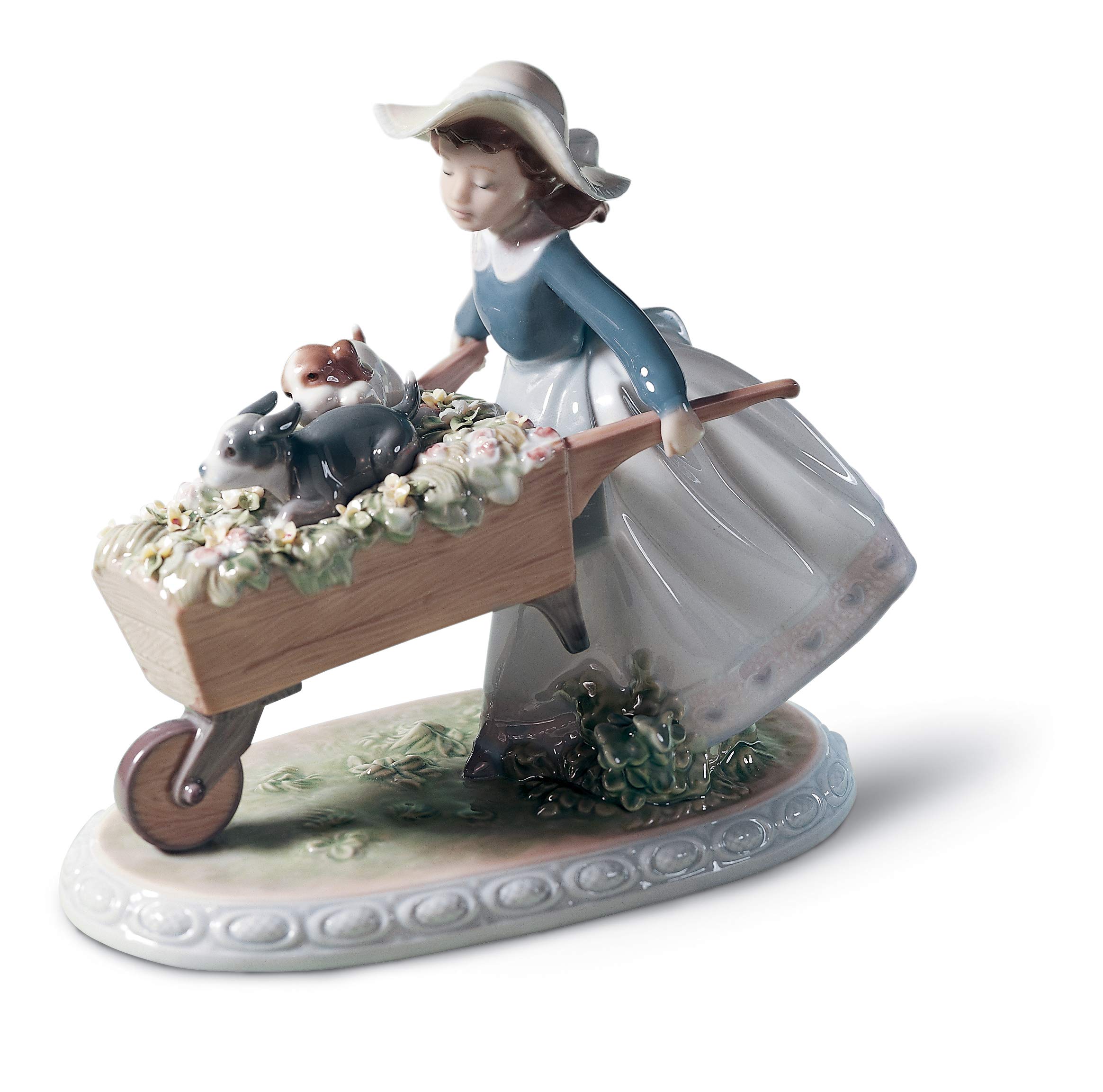 Lladró Bimba Carretta di Fiori figurina porcellana fatta a mano