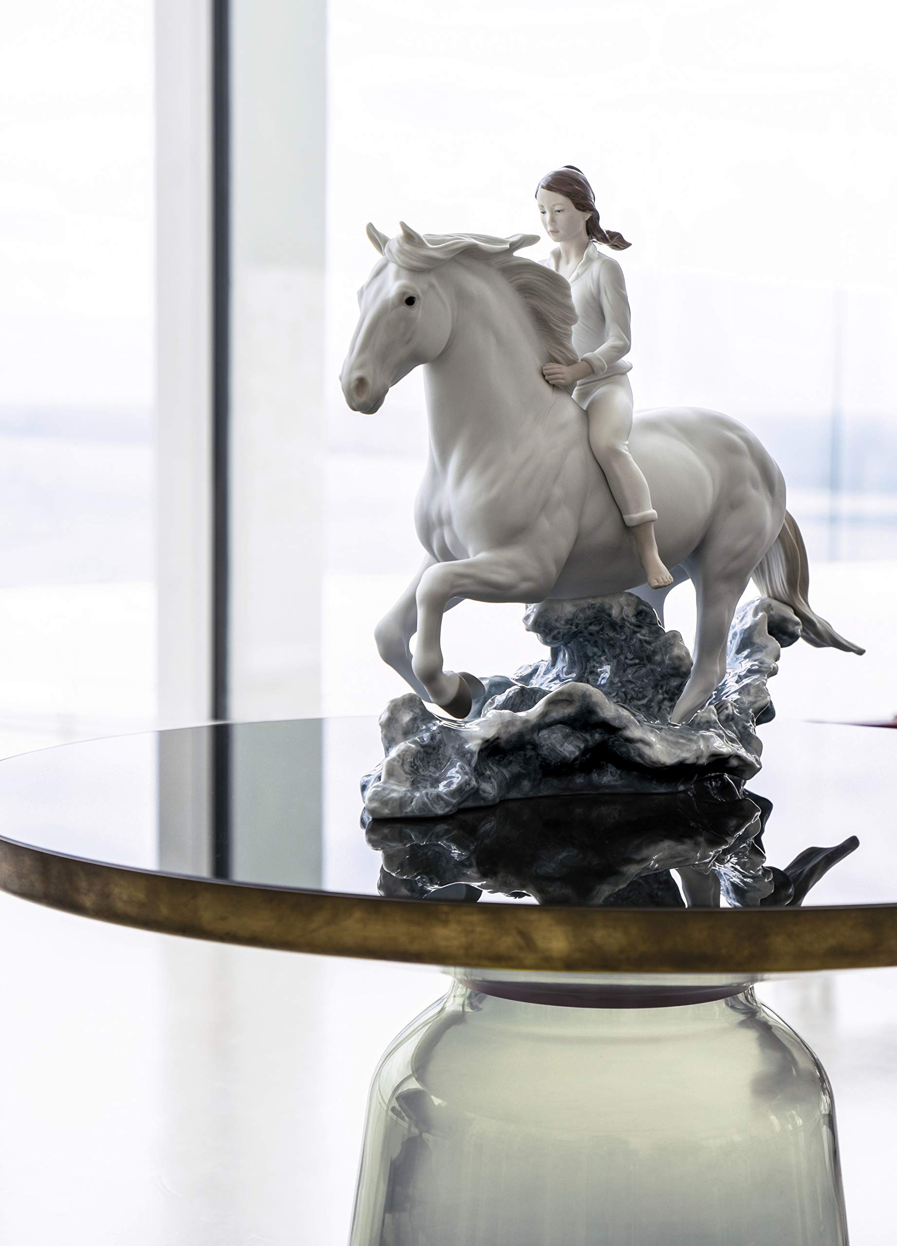 Lladró Cavallo e Donna scultura porcellana Galoppo Mare