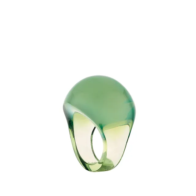 René Lalique Cabochon Anello Cristallo Verde Antinea 49
