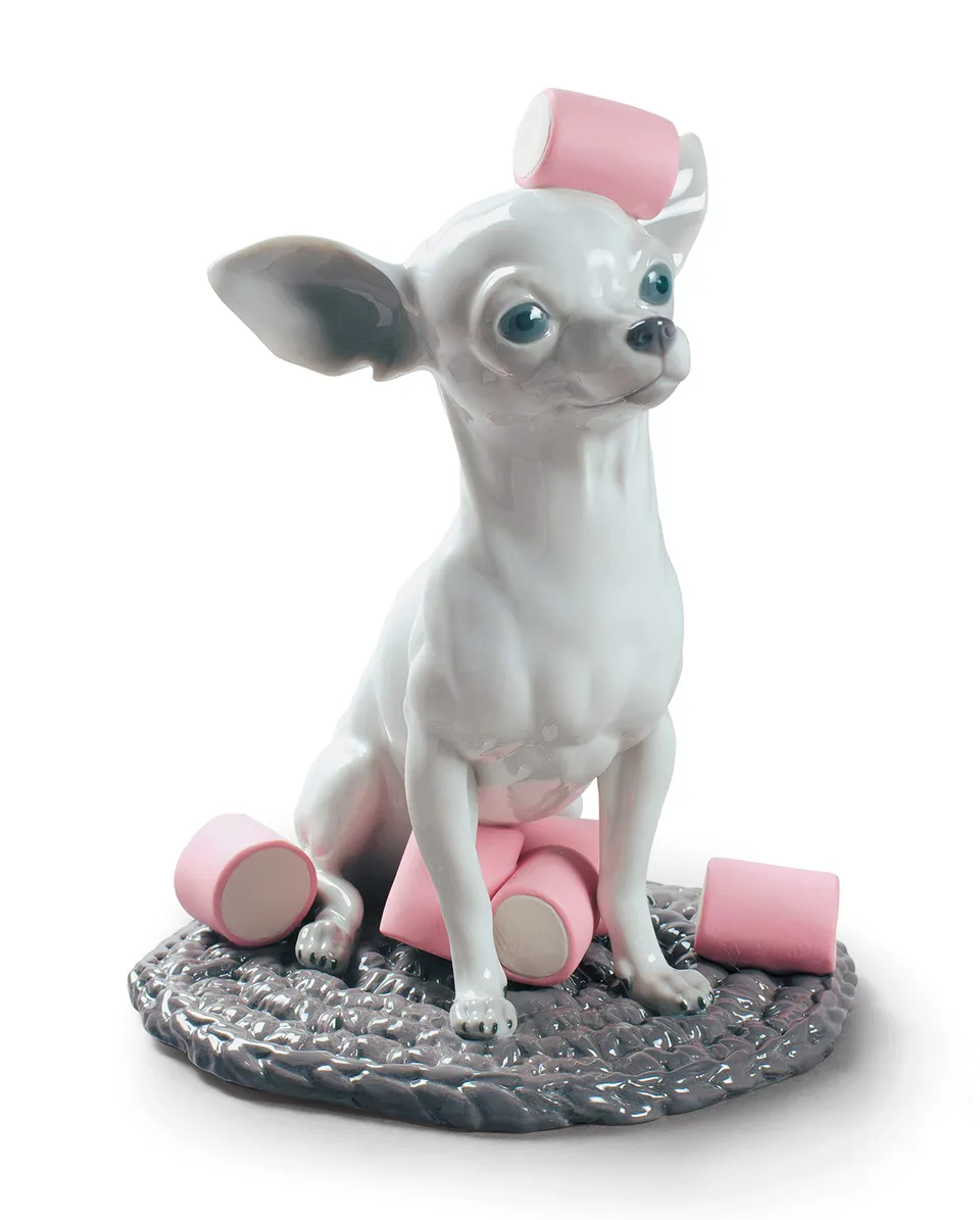 Lladró Chihuahua Marshmallows Figurina Cane Porcellana