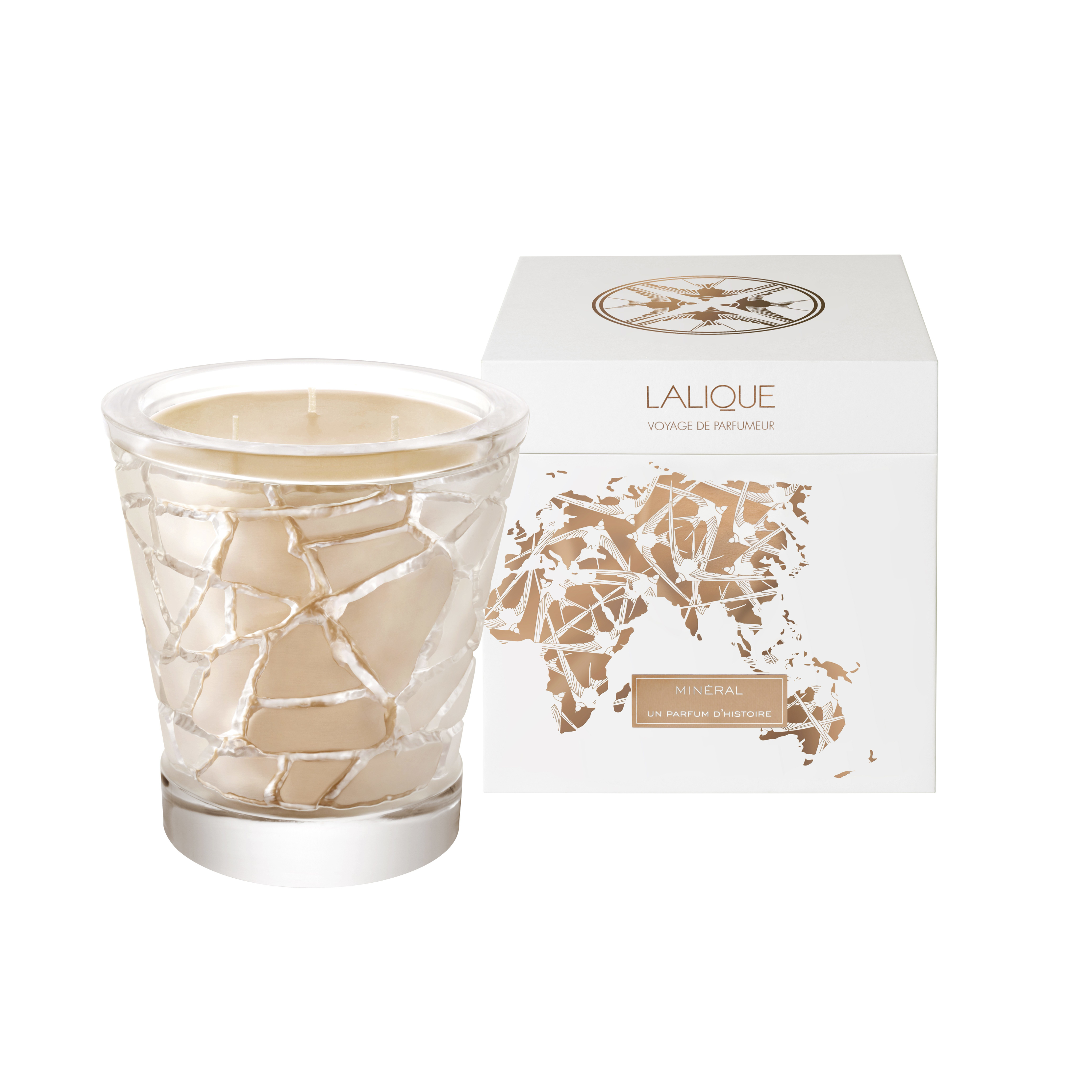 René Lalique Mineral candela profumata in cristallo ambrata