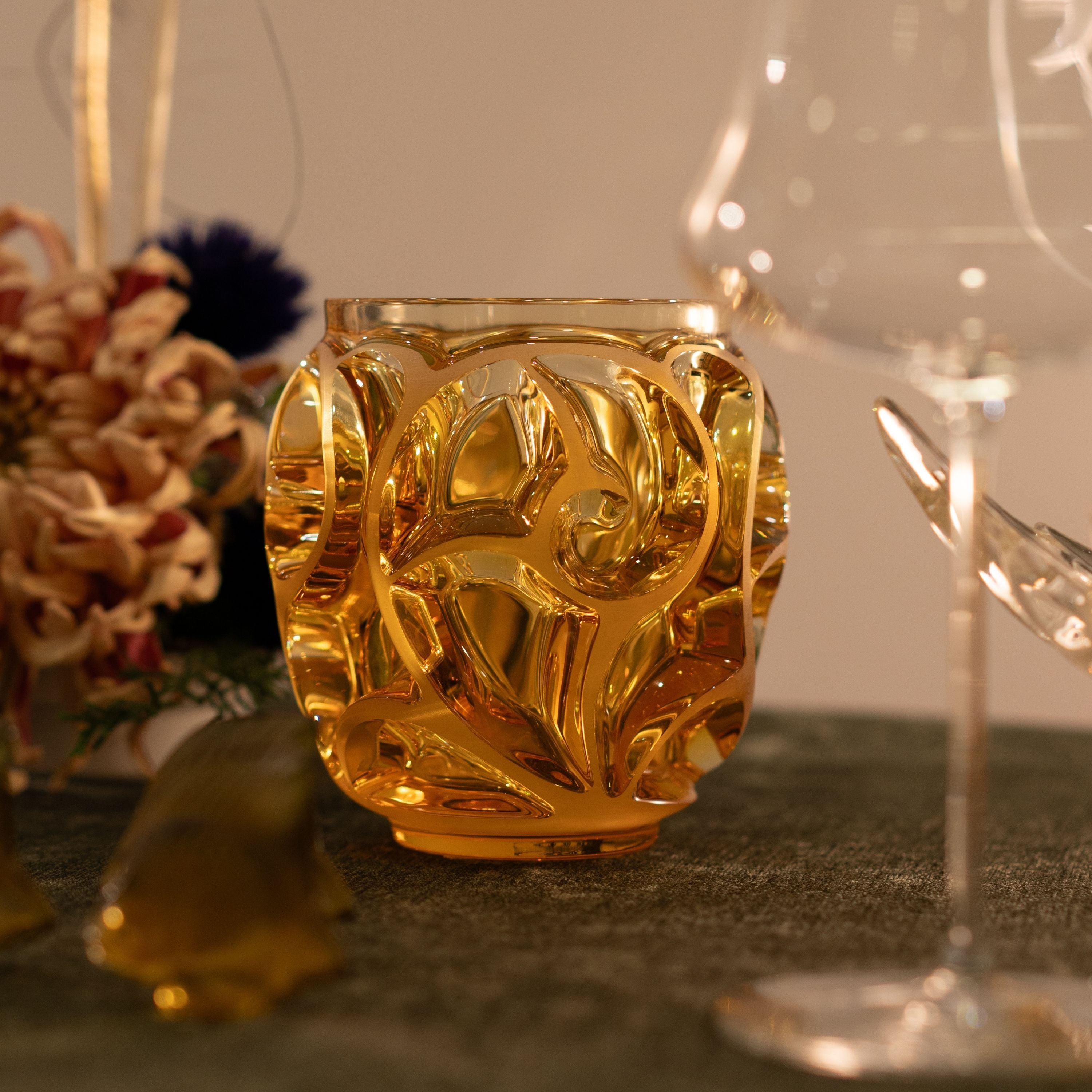 Lalique Tourbillons Vaso Piccolo Cristallo Ambra S