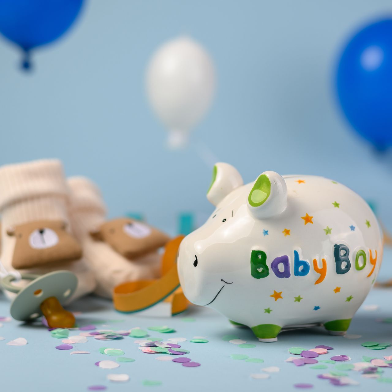 Sparschwein Baby Boy salvadanaio maialino ceramica stelle piccolo
