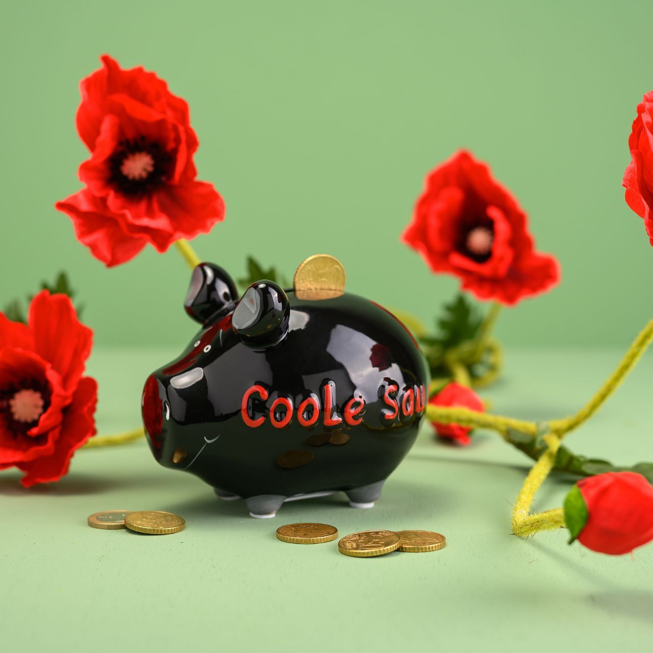 Sparschwein Company Kleinschweine Coole Sau salvadanaio nero rosa