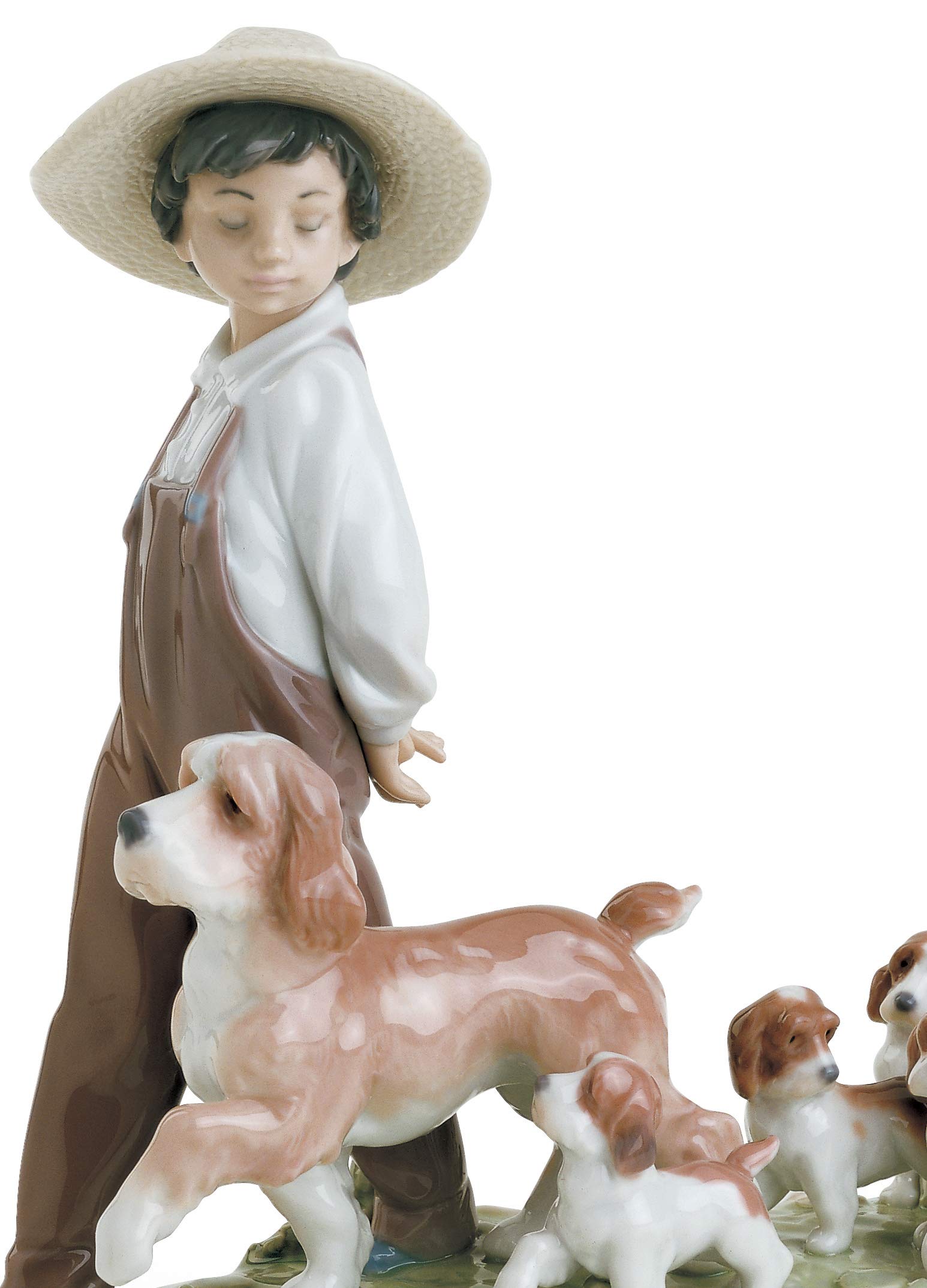 Lladró Sculture Piccoli Esploratori figurina bimbo cani