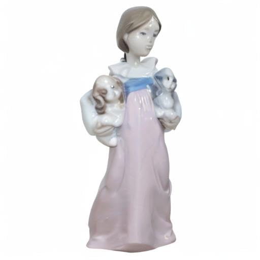 Lladró Sculture Bimba con Cuccioli figurina porcellana