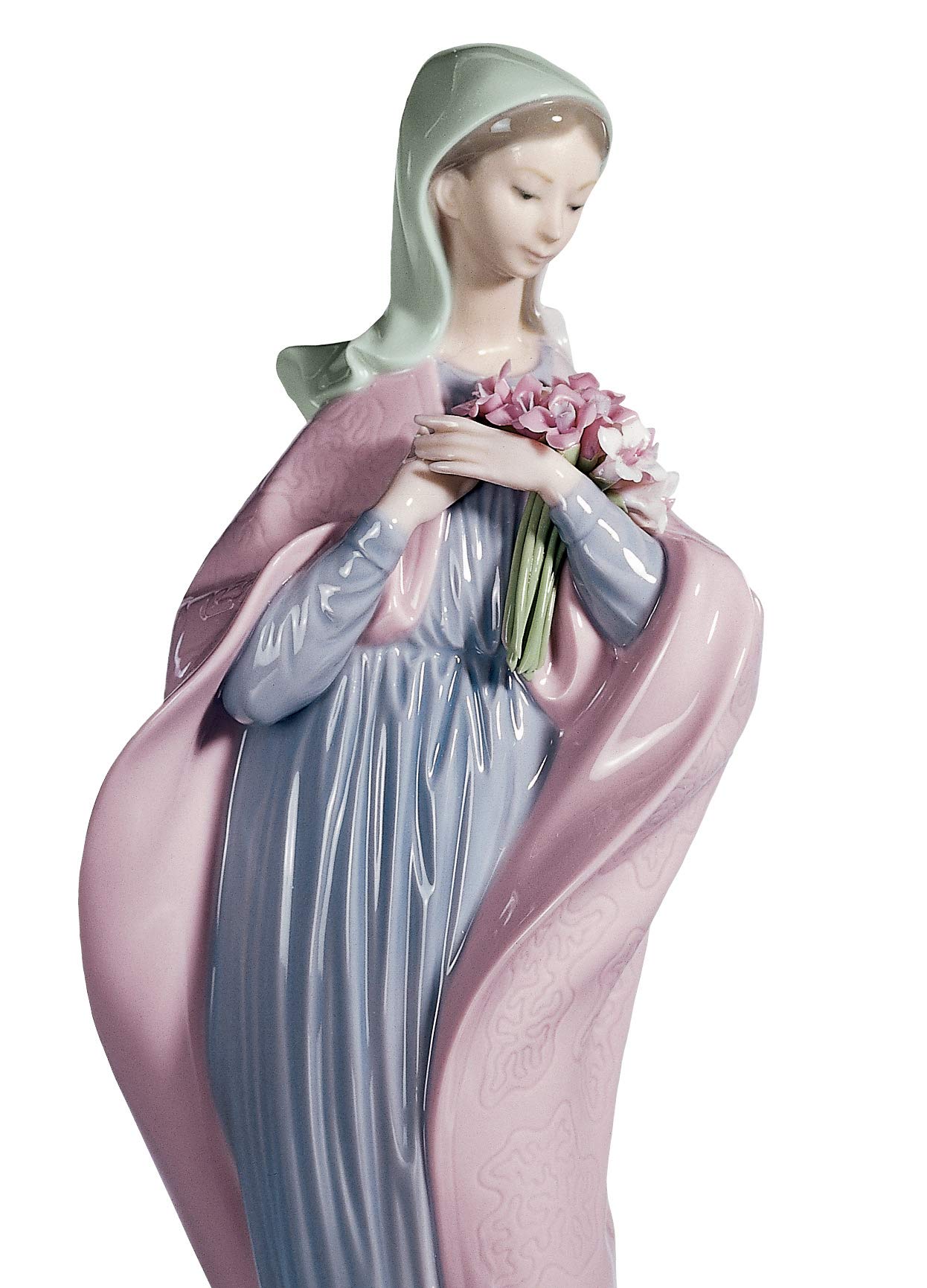 Lladró Sculture Vergine con Fiori Figurina Maria Porcellana