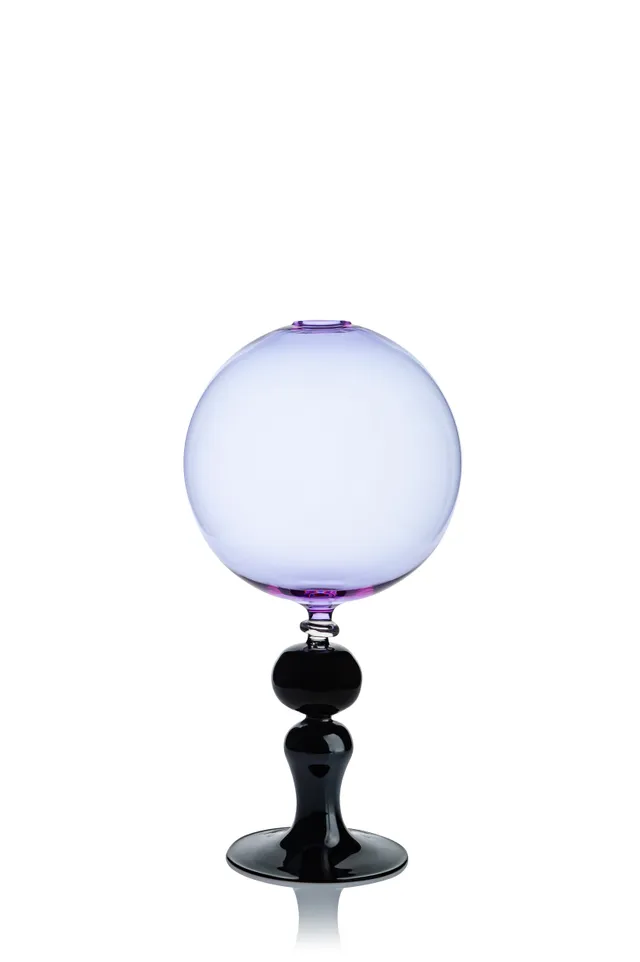 Vaporetto Luna scultura vetro rosa viola 24 cm