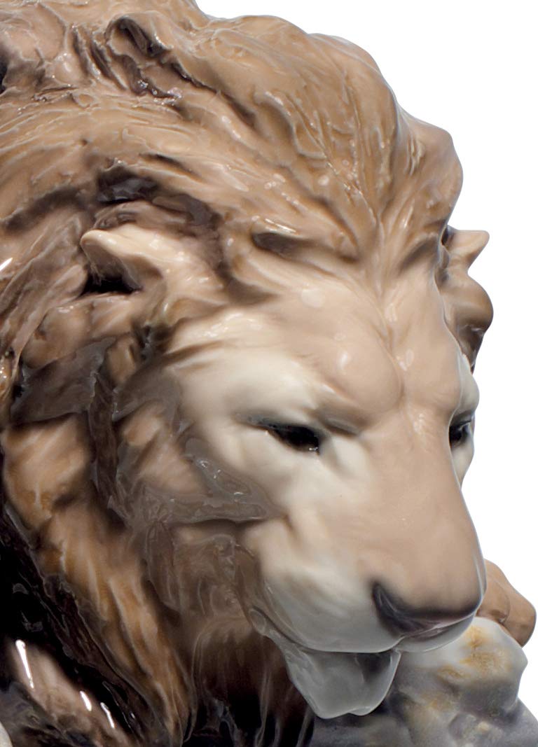 Lladró Sculture Leone in Agguato figurina porcellana animale