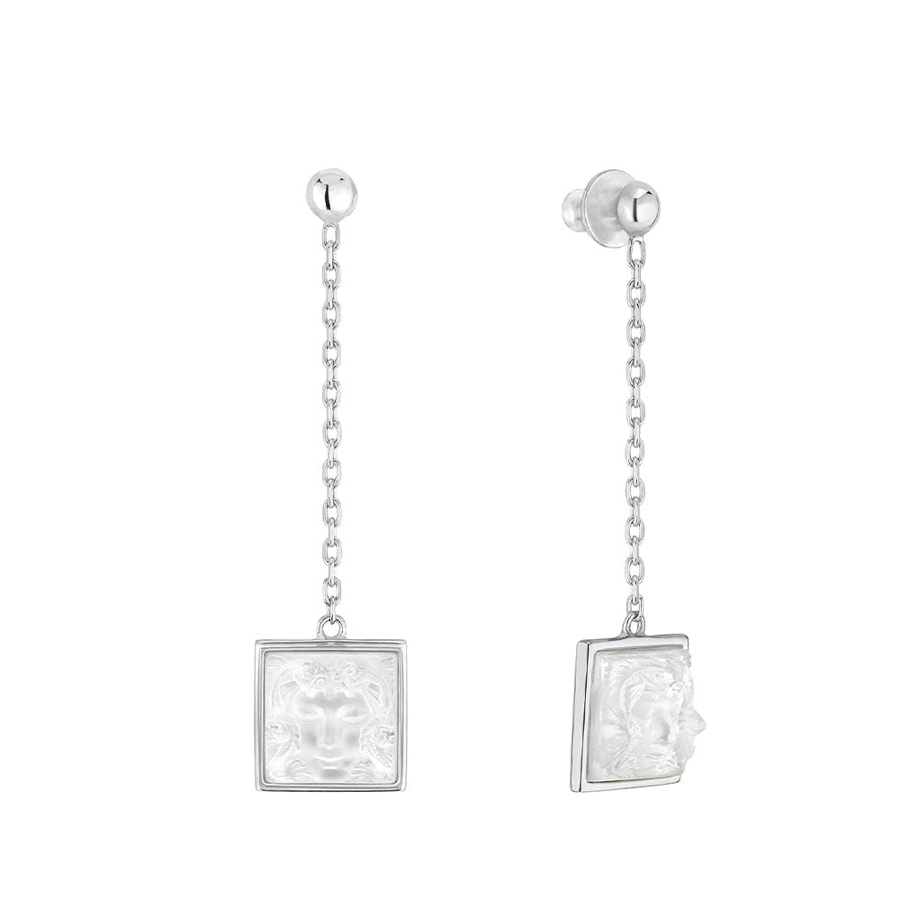 René Lalique Aréthuse Orecchini Lunghi Argento Incolore