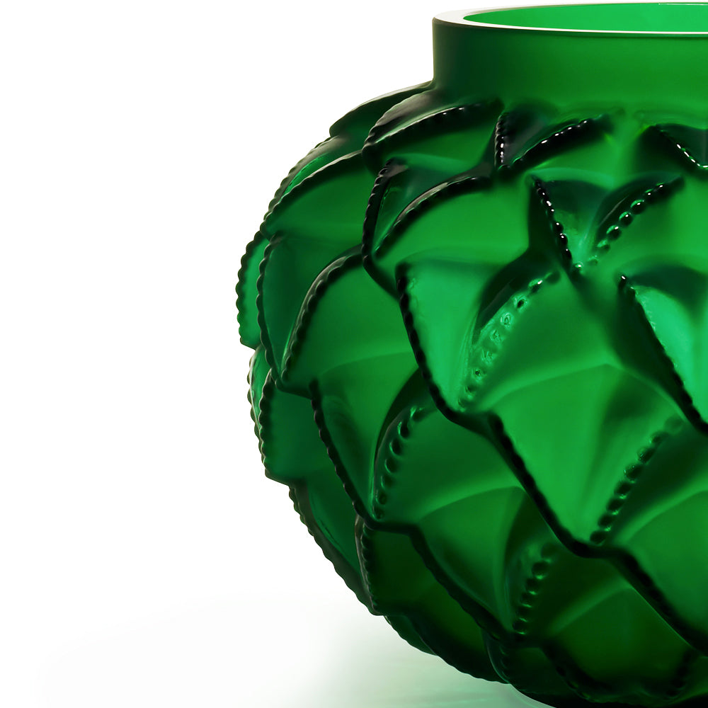 Lalique Languedoc vaso piccolo cristallo verde taglia S
