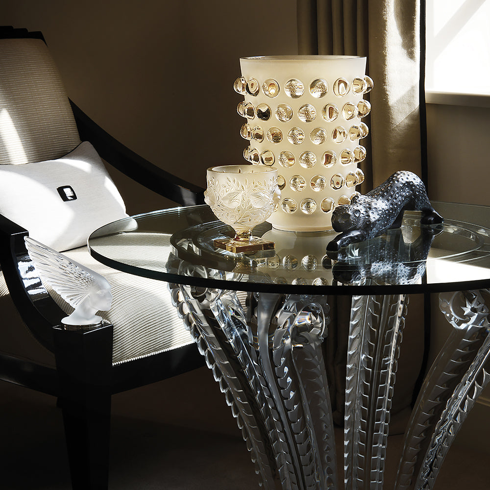 Lalique Marsan Tavolino Piedistallo Cristallo Taglia Unica