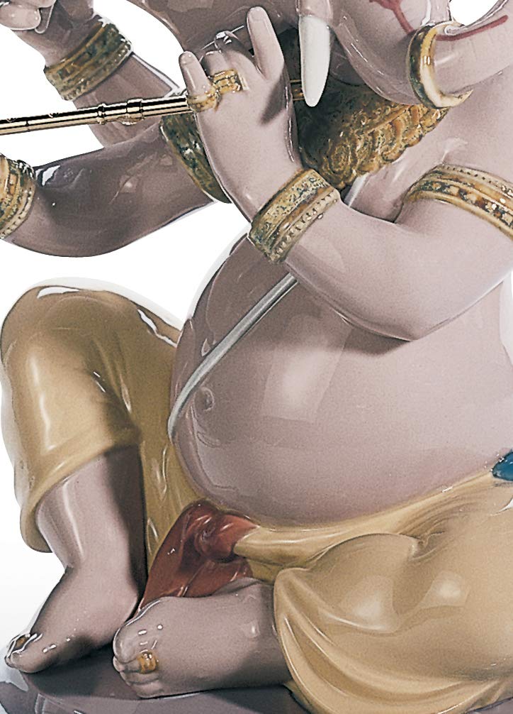 Lladró Sculture Ganesha con Bansuri statua ganesha porcellana