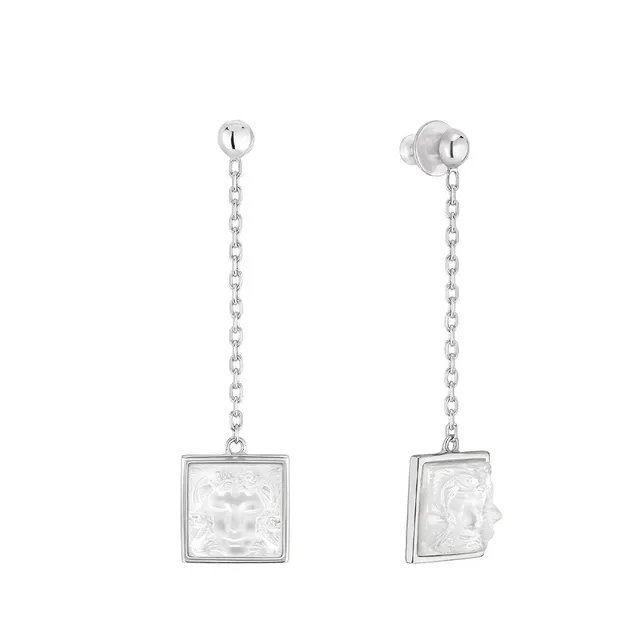 René Lalique Aréthuse Orecchini Lunghi Argento Incolore