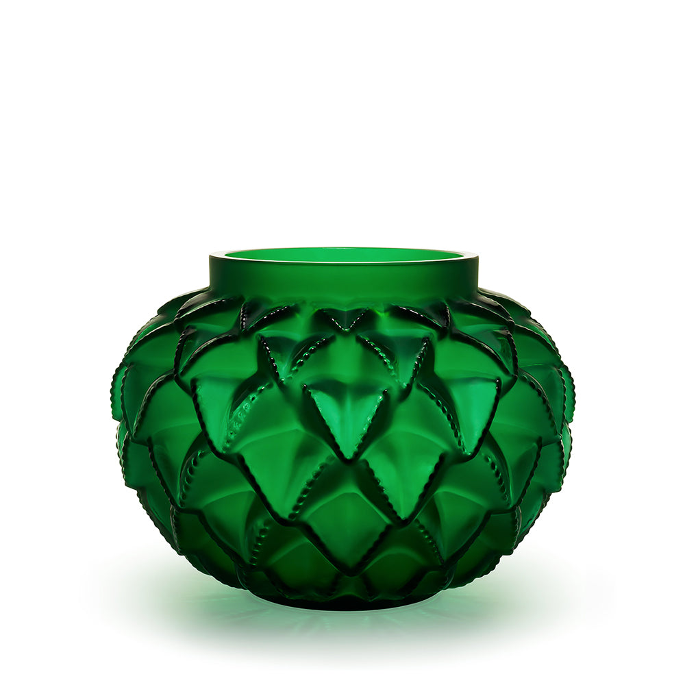 René Lalique Languedoc vaso cristallo verde Taglia M