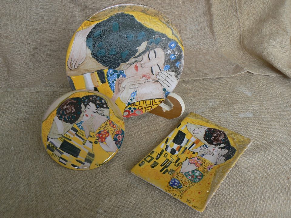 Raffaela Russo Klimt sottopiatti posacenere ceramica arte