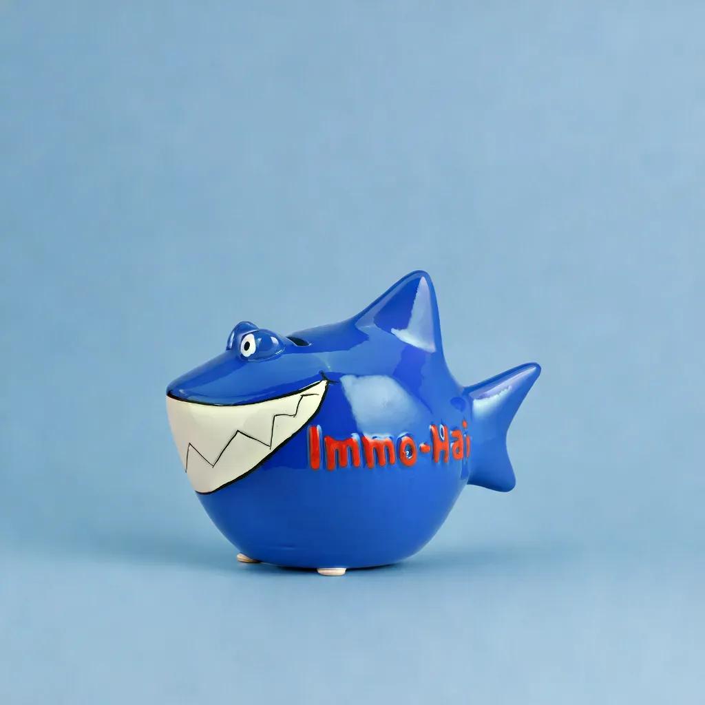 Sparschwein Kleinhaie Immobilienhai salvadanaio blu piccolo