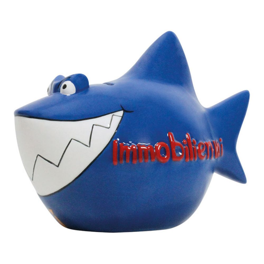 Sparschwein Kleinhaie Immobilienhai salvadanaio blu piccolo