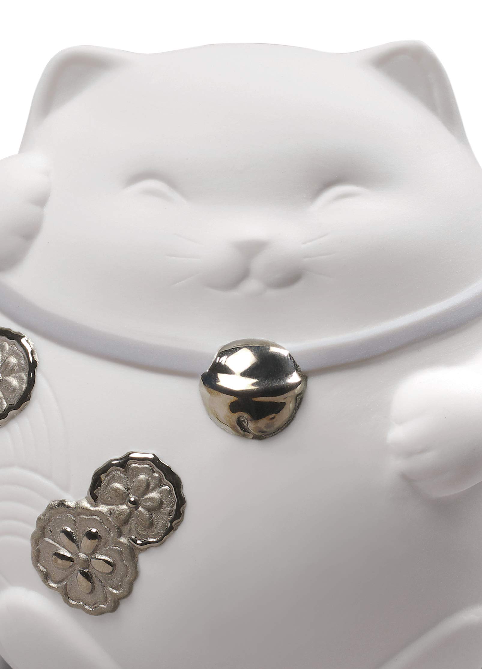Lladró Maneki Neko I figurina gatto porpora lustro argento
