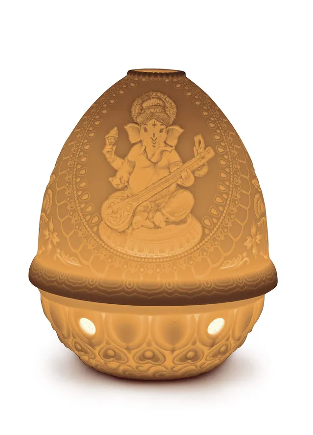 Lladró Accessori Decorativi Ganesha con Veena Litofania Porcellana
