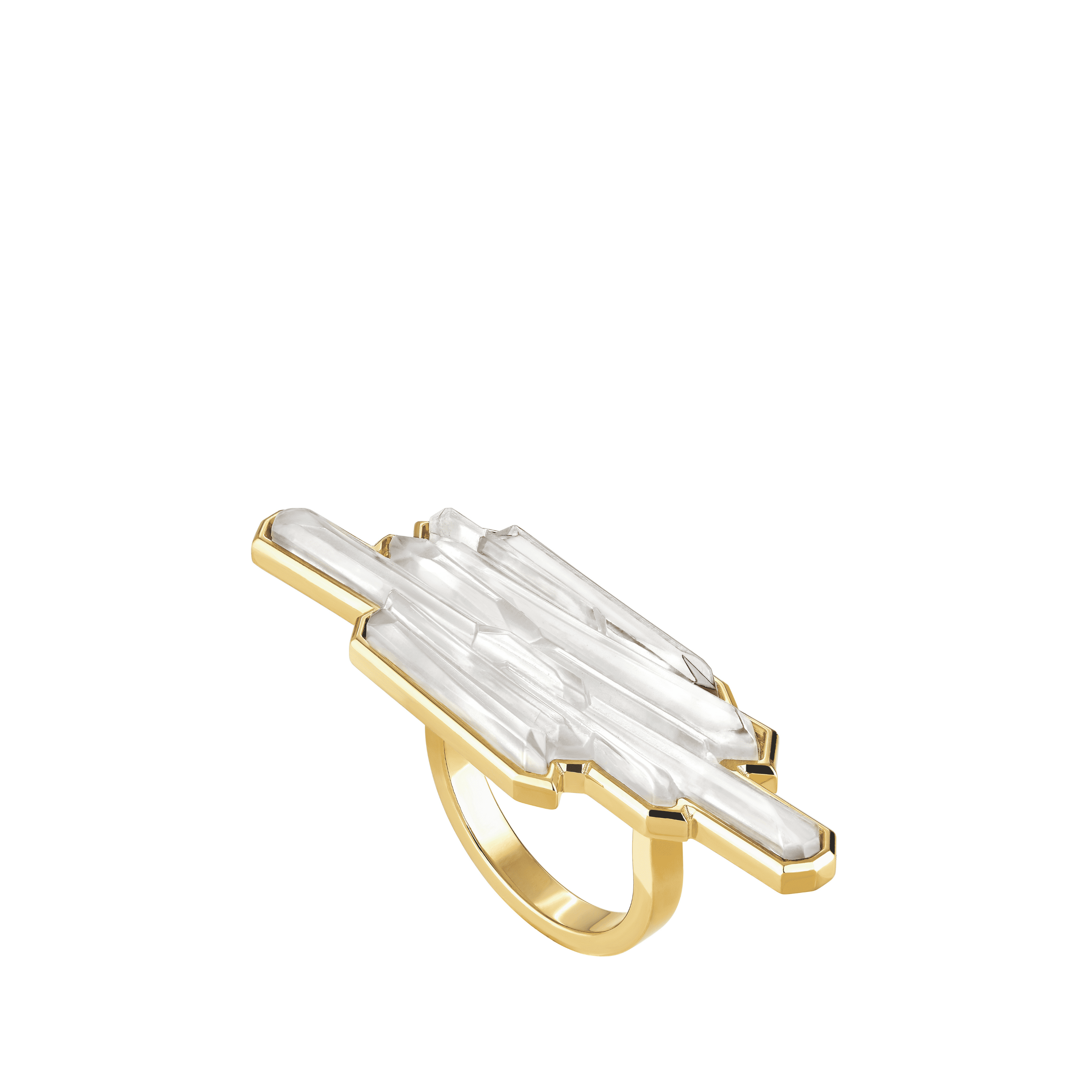Lalique Terramineral Anello doppio 51 oro giallo cristallo
