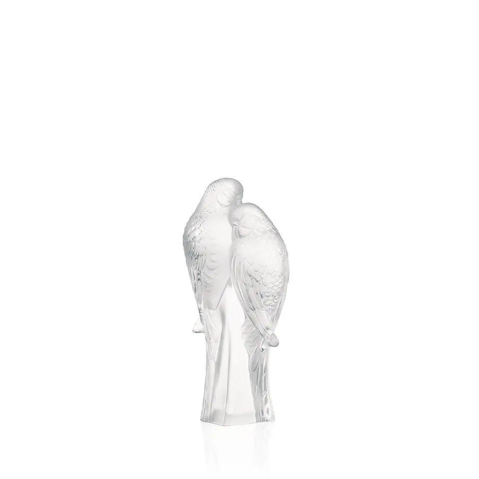 René Lalique 2 Pappagalli scultura cristallo incolore