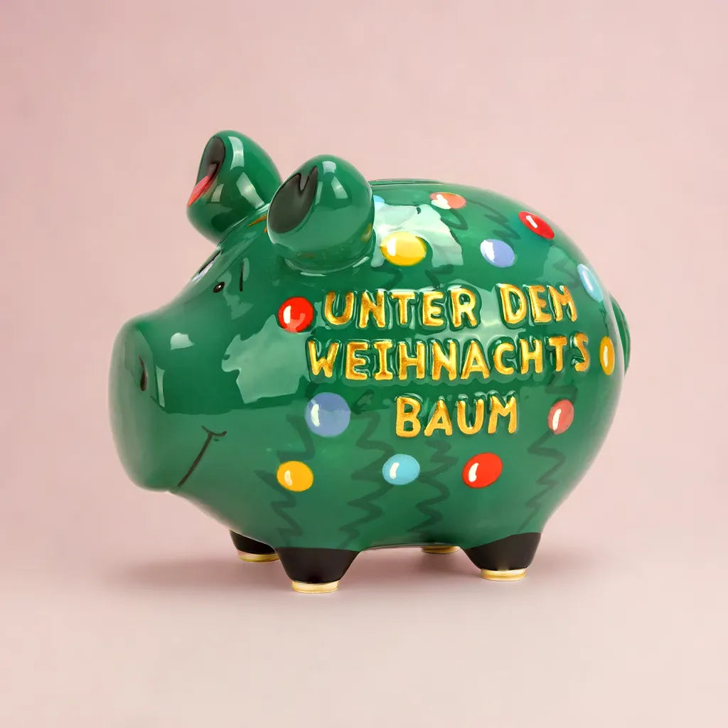 Sparschwein Company Kleinschweine Weihnachtsbaum salvadanaio ceramica verde piccolo