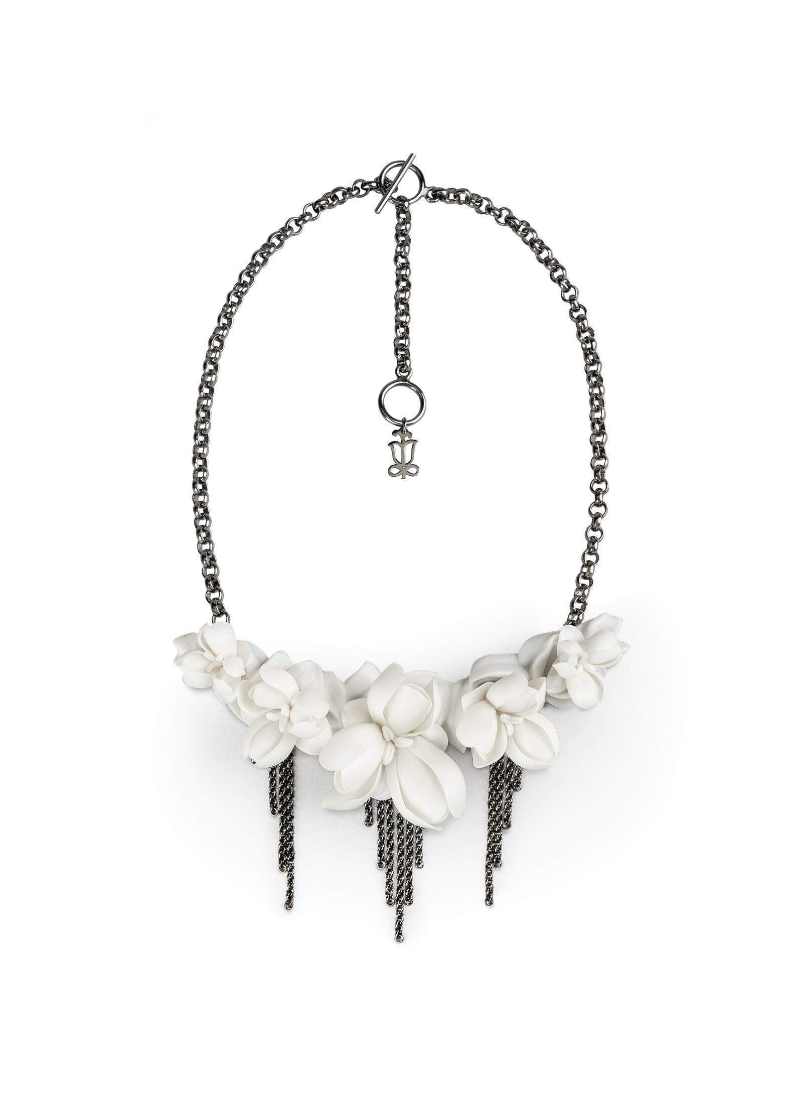 Lladró Gioielli Orchidea Collana in porcellana fiore bianco