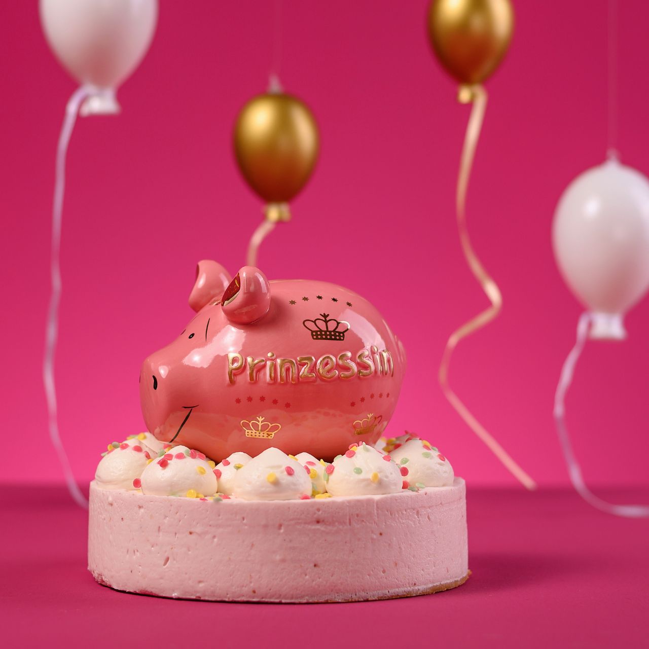 Sparschwein Kleinschweine Prinzessin salvadanaio rosa ceramica