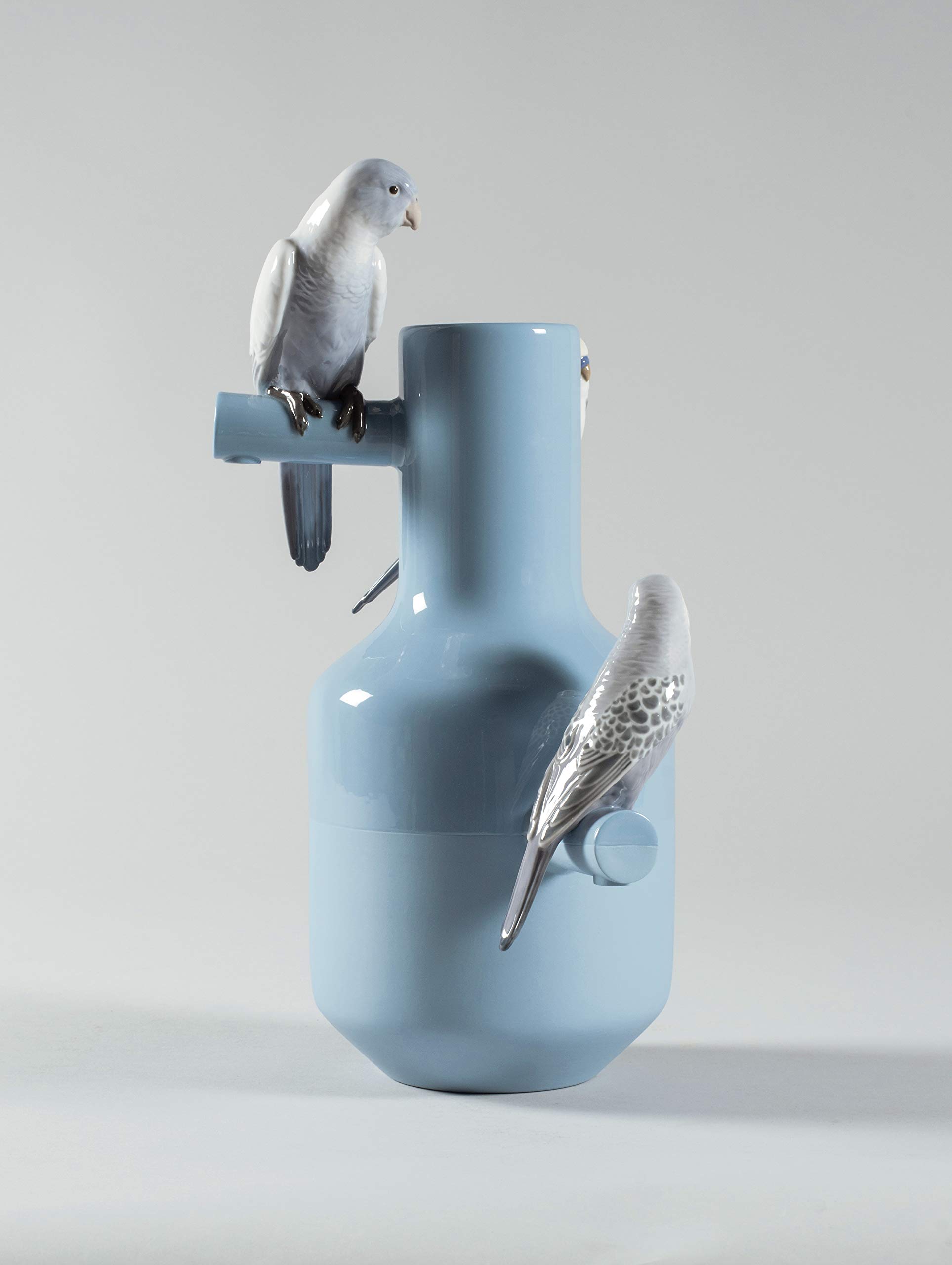 Lladró Parrot Parade vaso porcellana turchese fatto a mano