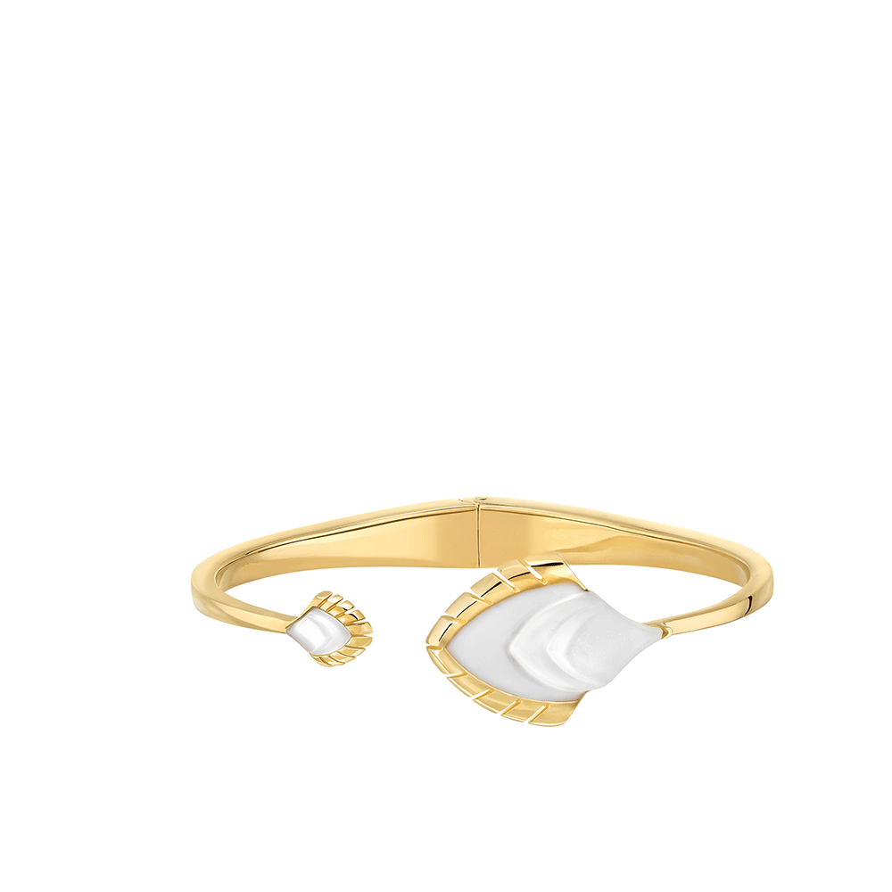 Lalique Paon Bracciale Cristallo Ottone Oro Taglia L