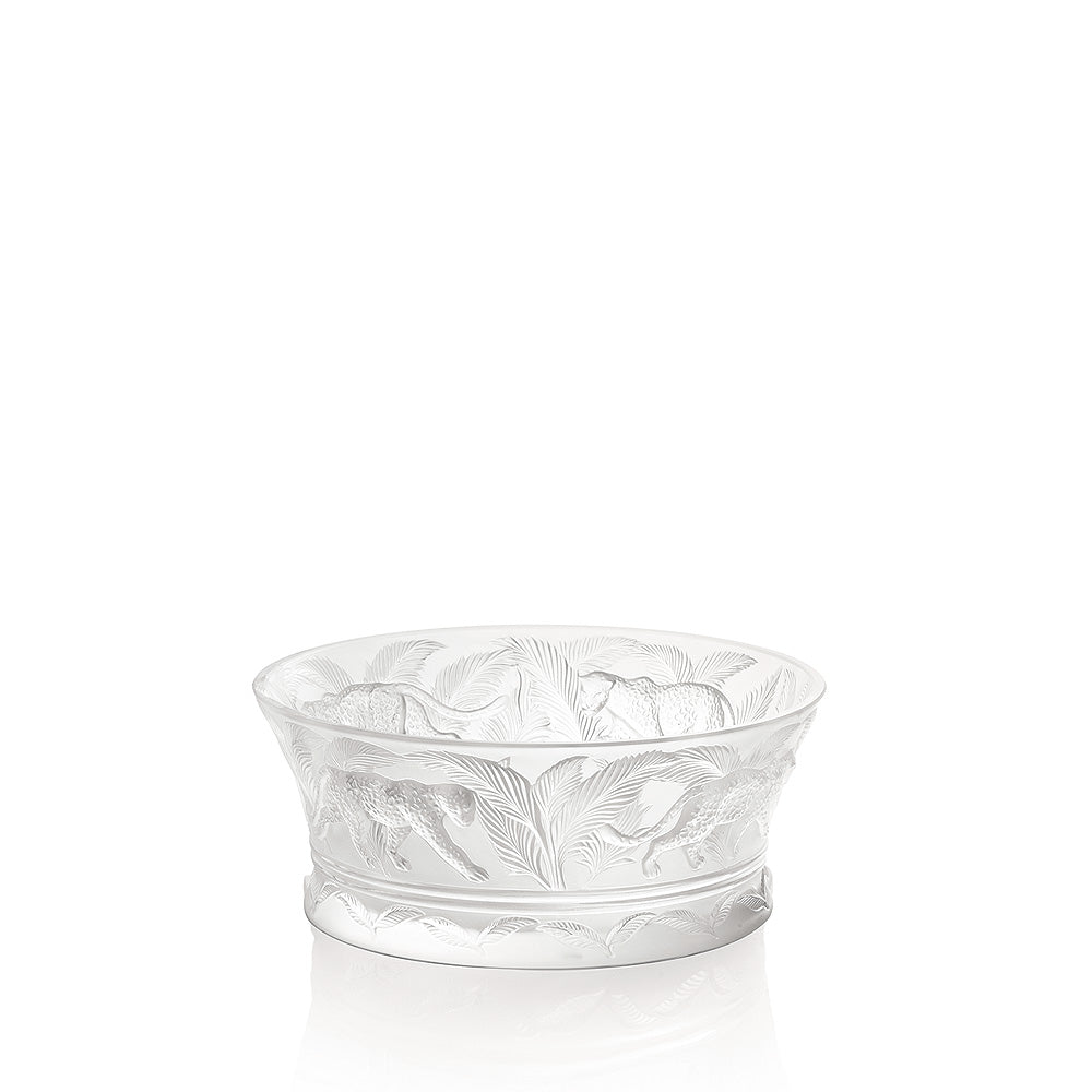 Lalique Jungle coppa cristallo incolore giaguaro