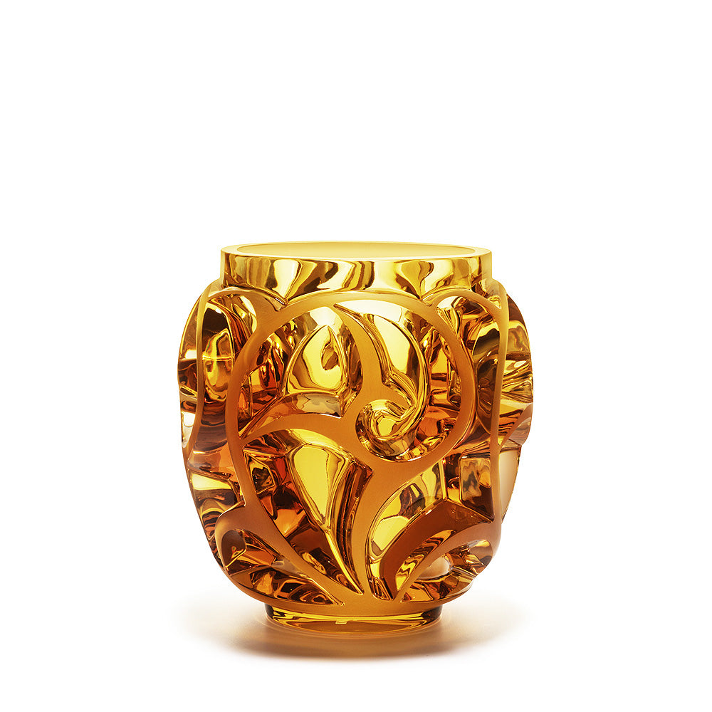 Lalique Tourbillons Vaso Cristallo Ambra Taglia M Vortici