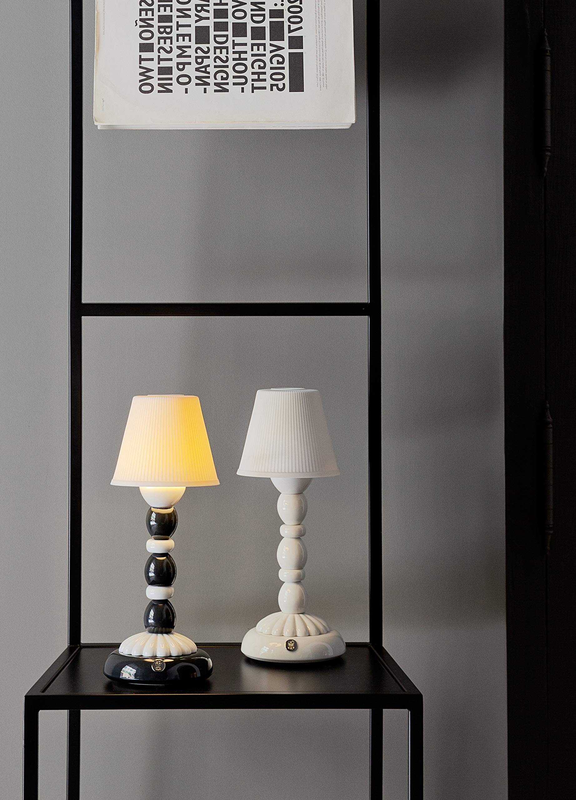 Lladró Firefly Palm 1023763 lampada porcellana nero bianco