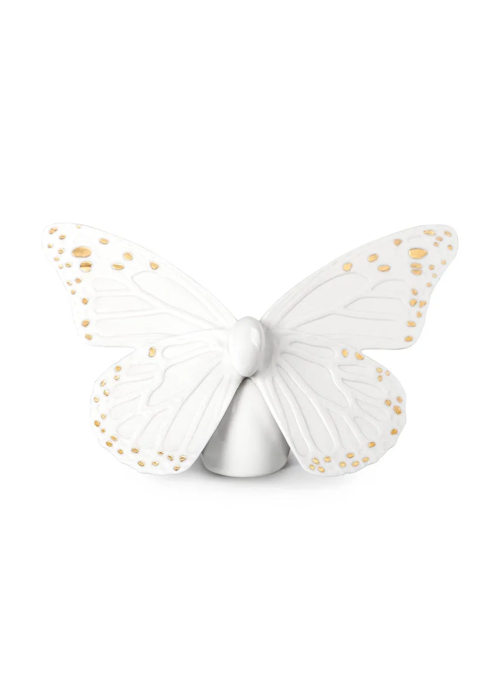 Lladró Farfalla figurina porcellana oro lucido e bianco