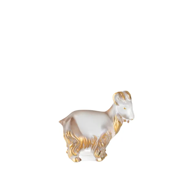 Lalique Goat sculpture scultura cristallo satinato oro
