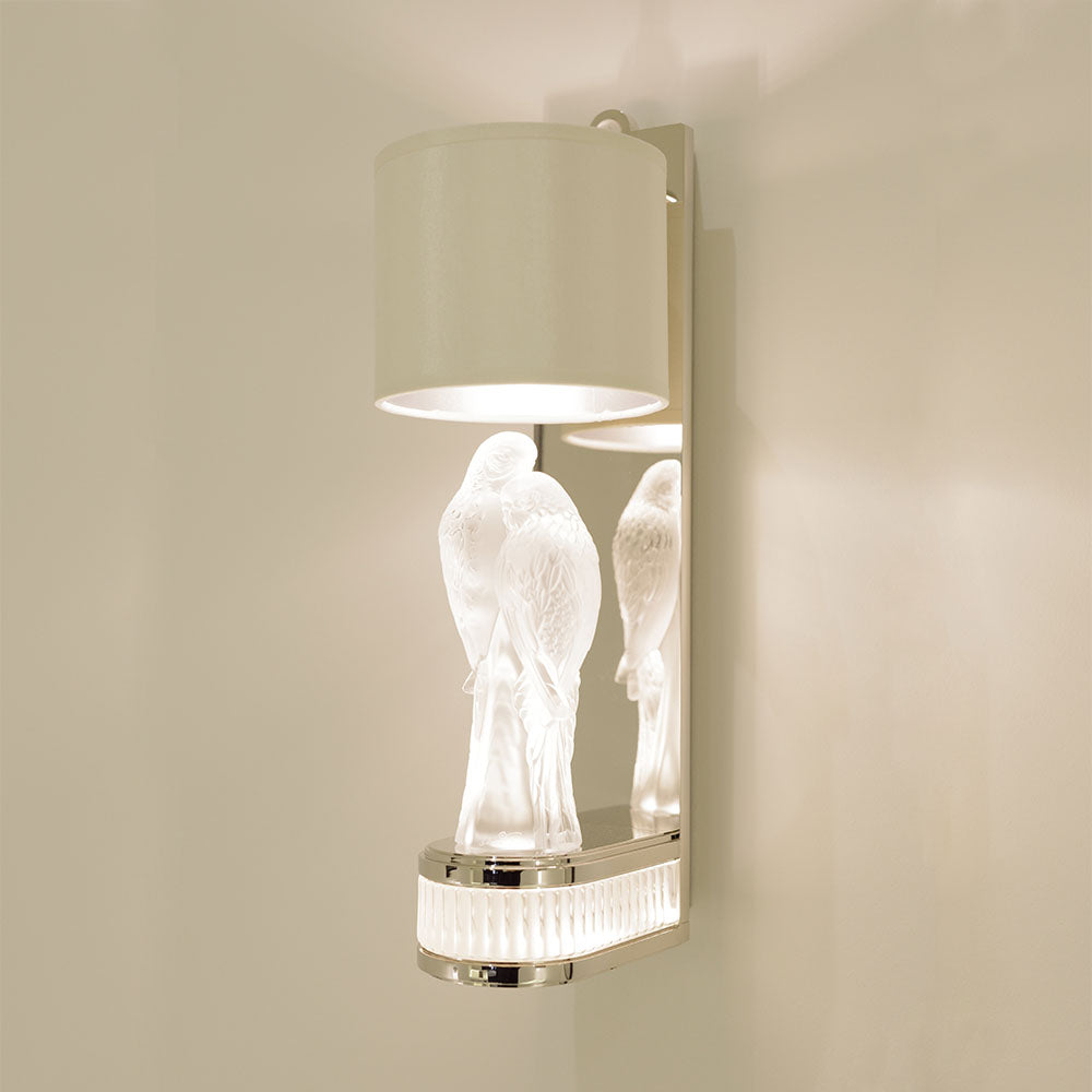 Lalique 2 Perruches applique cristallo Rochon