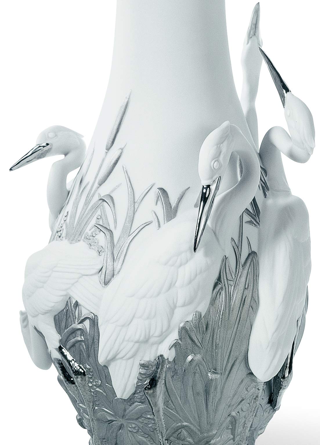 Lladró Vaso Aironi Cinerini vaso porcellana lustro argento