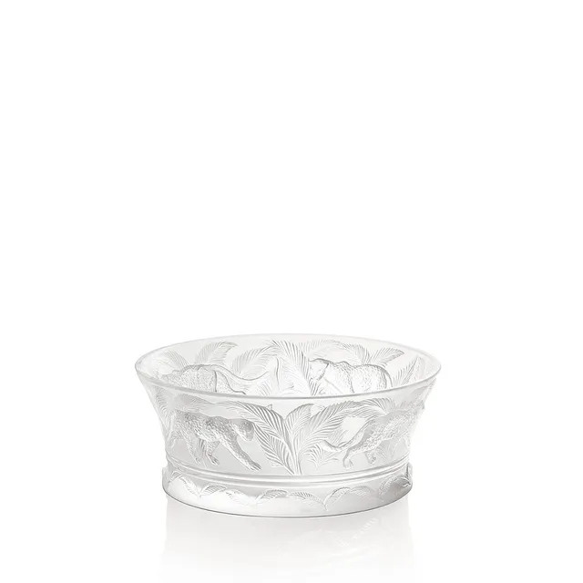 Lalique Jungle coppa cristallo incolore giaguaro