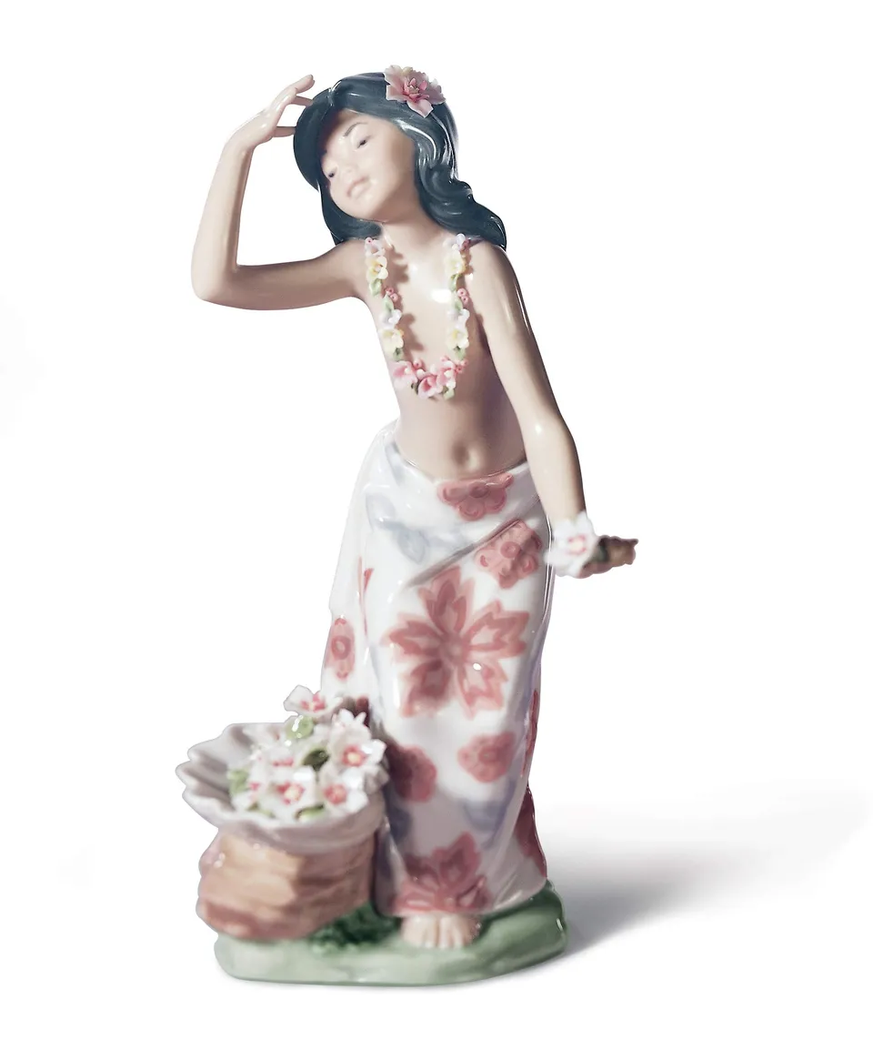 Lladró Donna Hawaiana Figurina Porcellana Hawaii