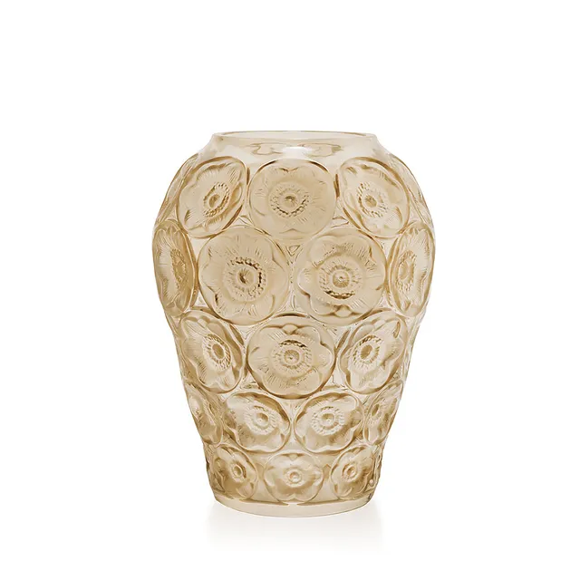 Lalique Anemones vaso cristallo M incolore oro fiori