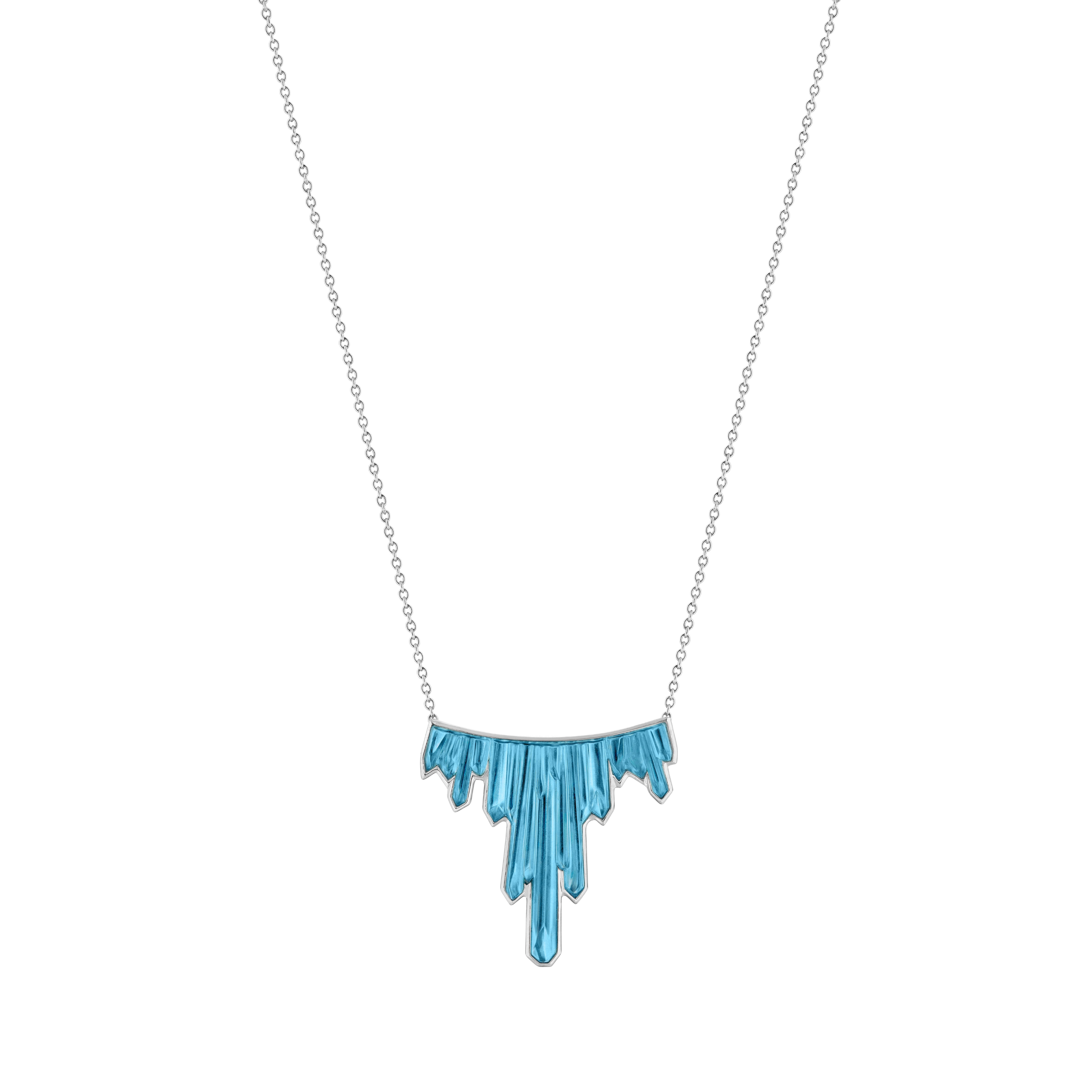 Lalique Terramineral collana argento 3 cristalli blu