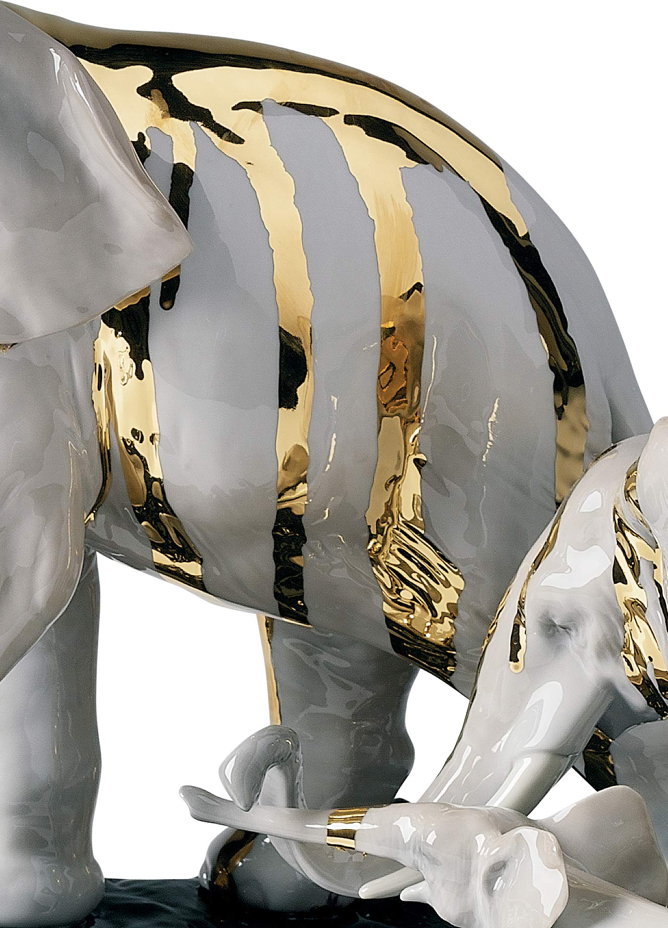 Lladró Sculture Celebrazione Elefanti figura roca nera
