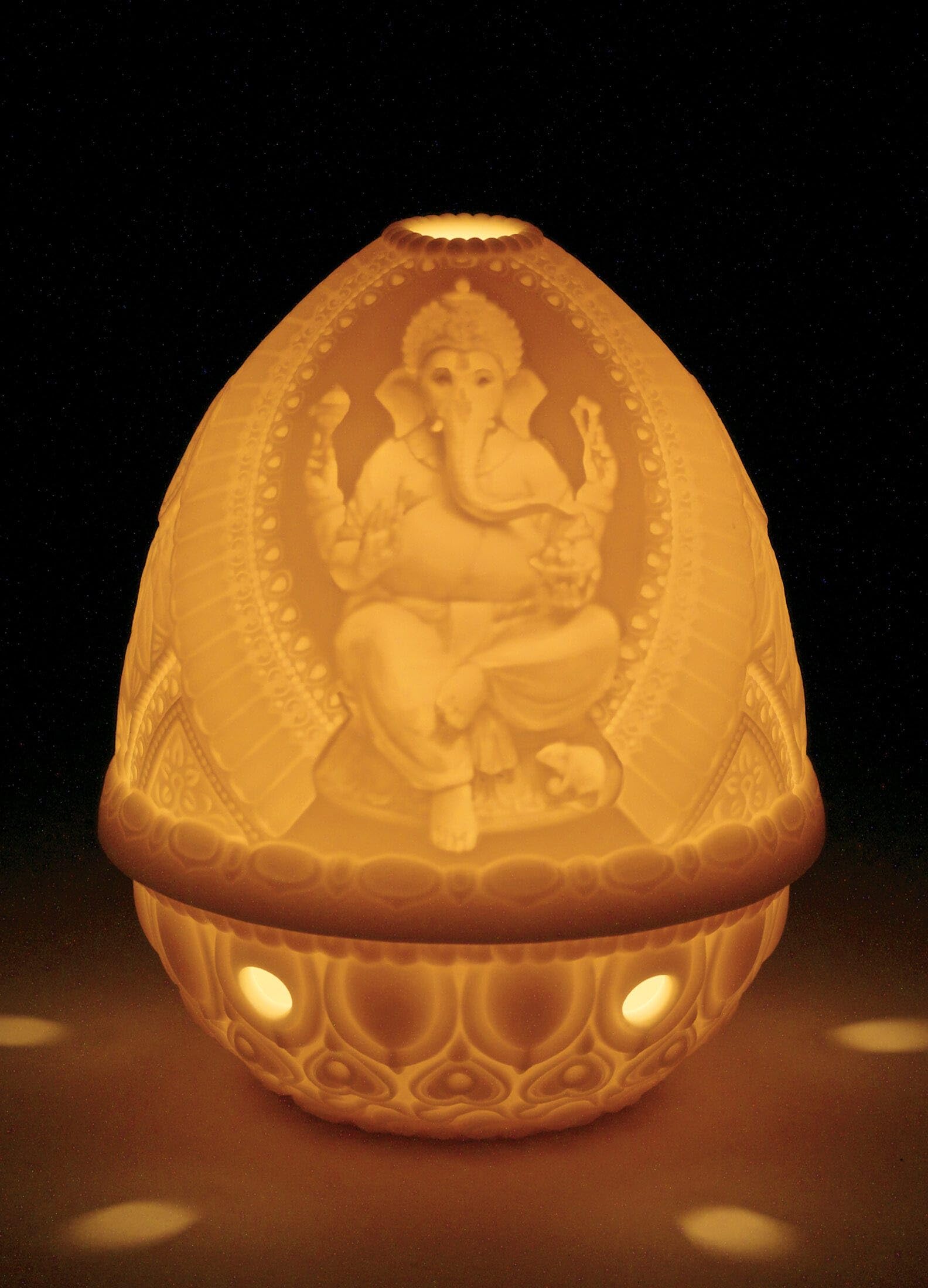 Lladró Lord Ganesha litofania porcellana luce decorativa