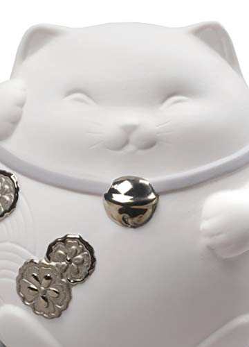 Lladró Maneki Neko I figurina gatto porpora lustro argento