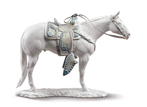 Lladró Alta Porcellana Quarter Horse bianco scultura cavallo