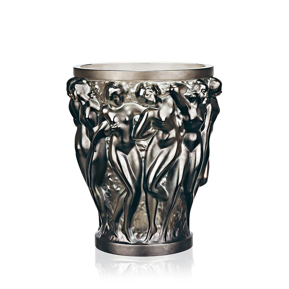 René Lalique Bacchantes vaso cristallo M bronzo
