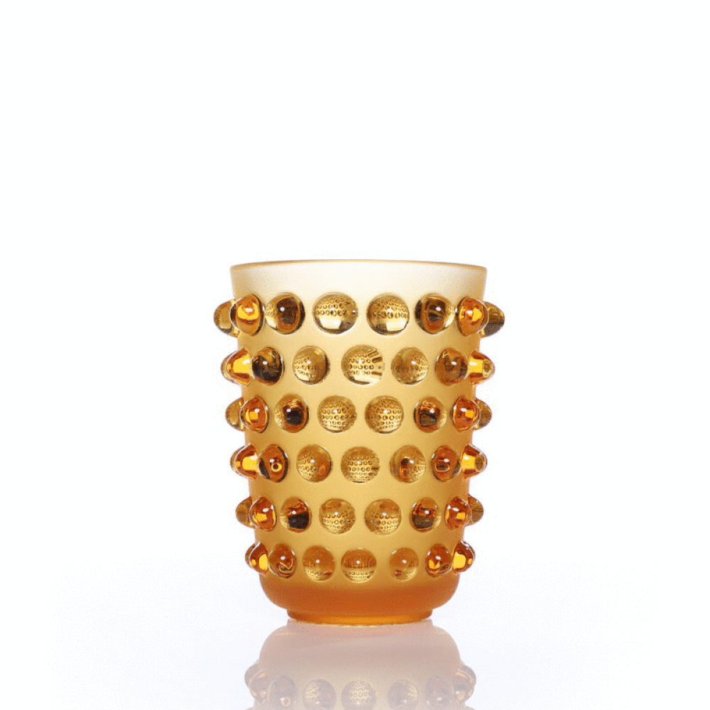 Lalique Mossi vaso cristallo ambra taglia M moderno