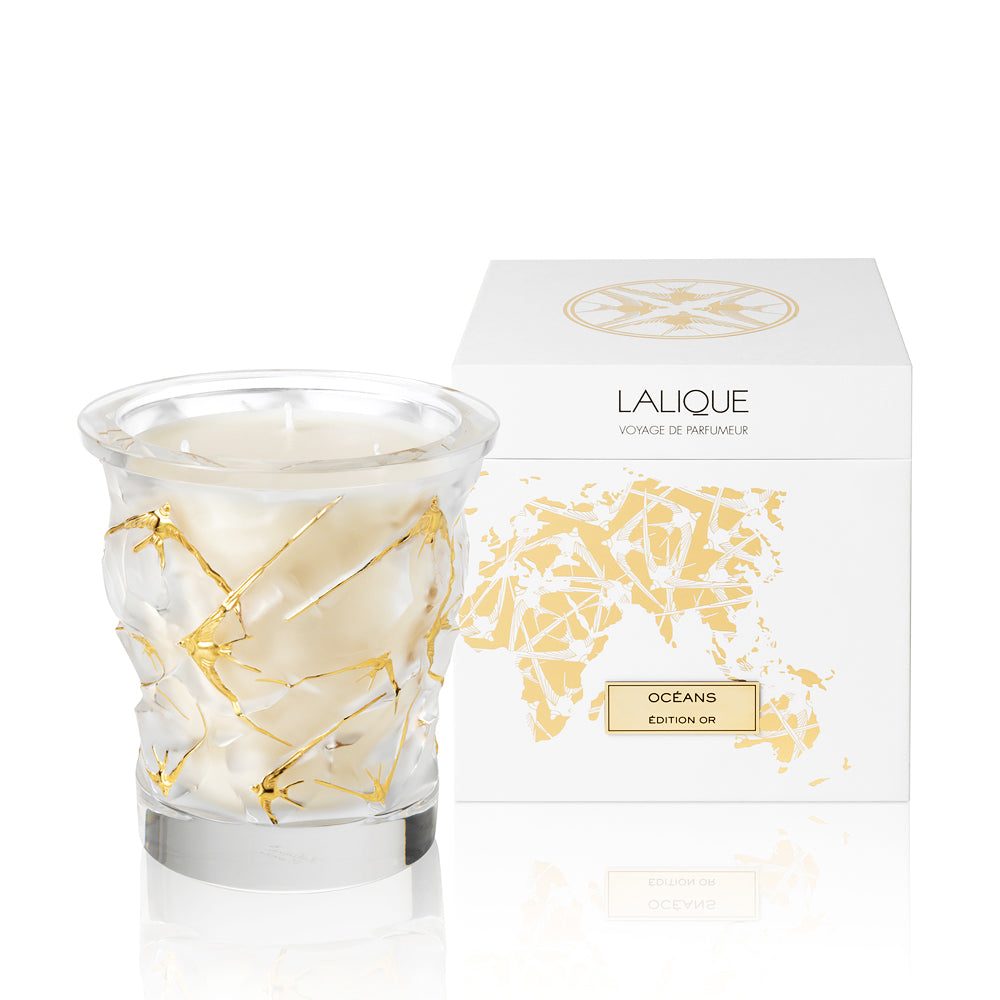 René Lalique Oceans candela profumata 750 g Gold Edition ambrata