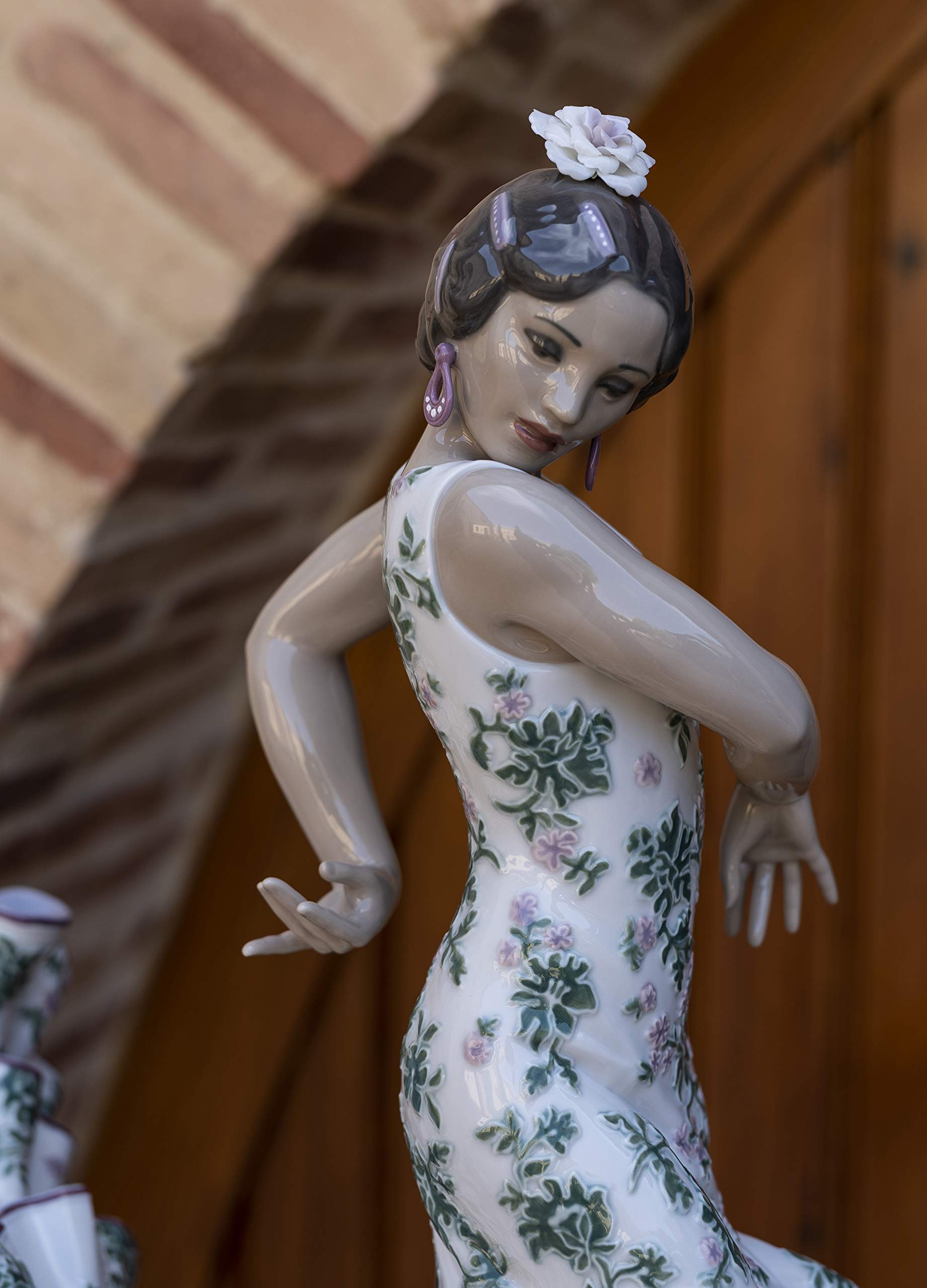 Lladró Alta Porcellana Donna Flamenco scultura verde porpora